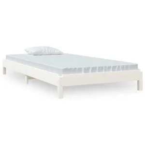 Cama apilable de madera pino maciza blanco 90x190 cm