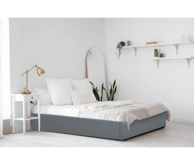 Cama individual de PVC con box "Ava" - 90 x 190 cm - Gris de Baja Autodescarga