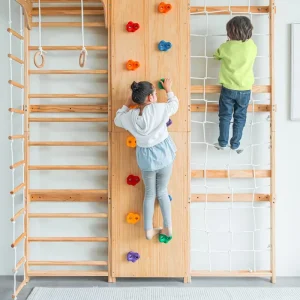 Cargador Inteligente Gimnasio de pared con escalera sueca 9 en 1 de nogal Avenlur