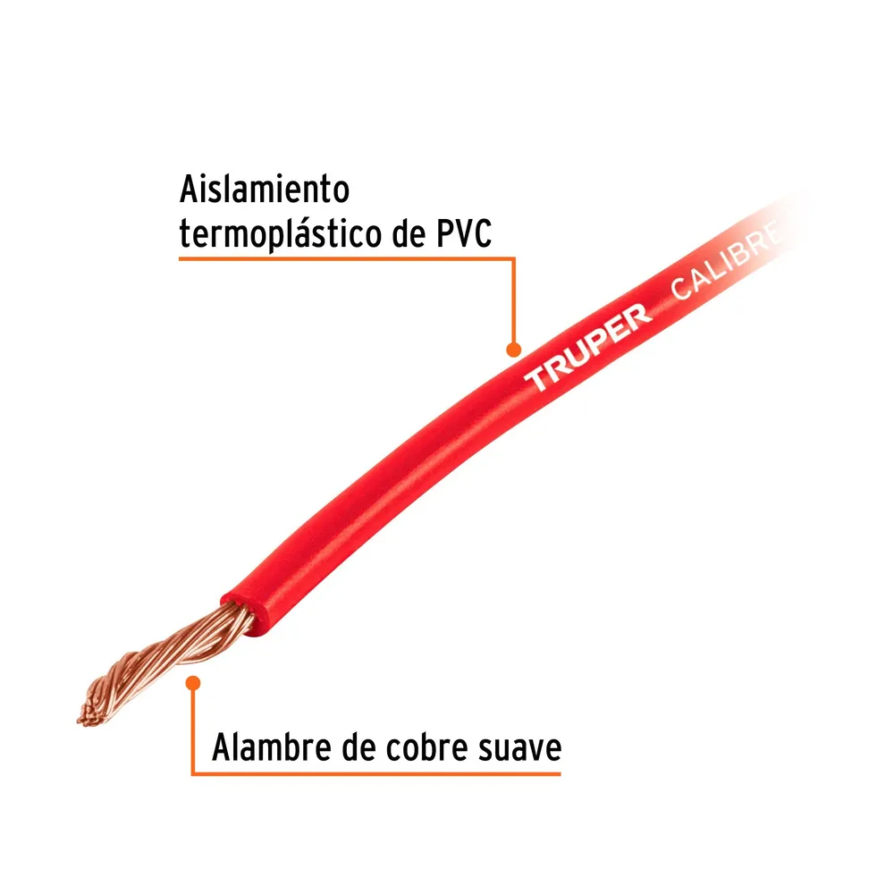 CARRETE CON 9 M DE CABLE PRIMARIO ROJO CALIBRE 16, TRUPER con Estuche de Almacenamiento