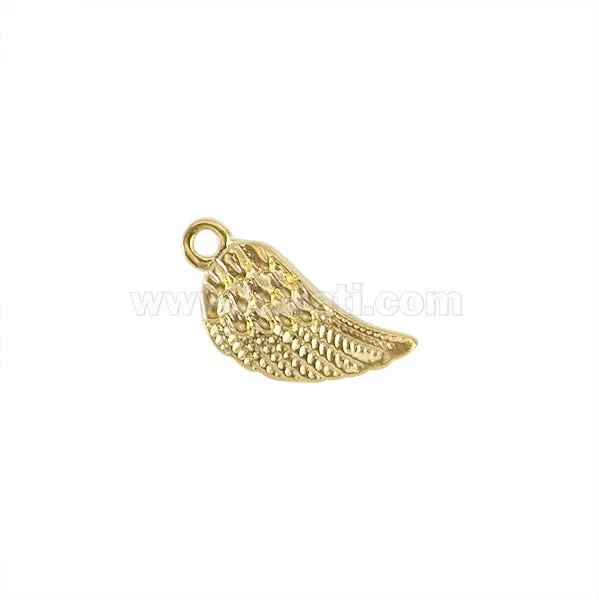 Certificadas CE Dije Chapa Alas y Plumas 19x9mm Dorado Satinado