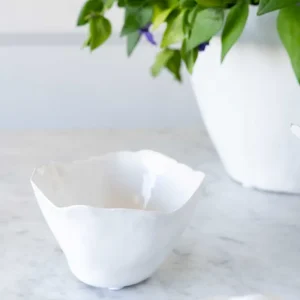 Certificadas CE Jarrón Irregular De Porcelana Blanco Resplandeciente 9 Cm