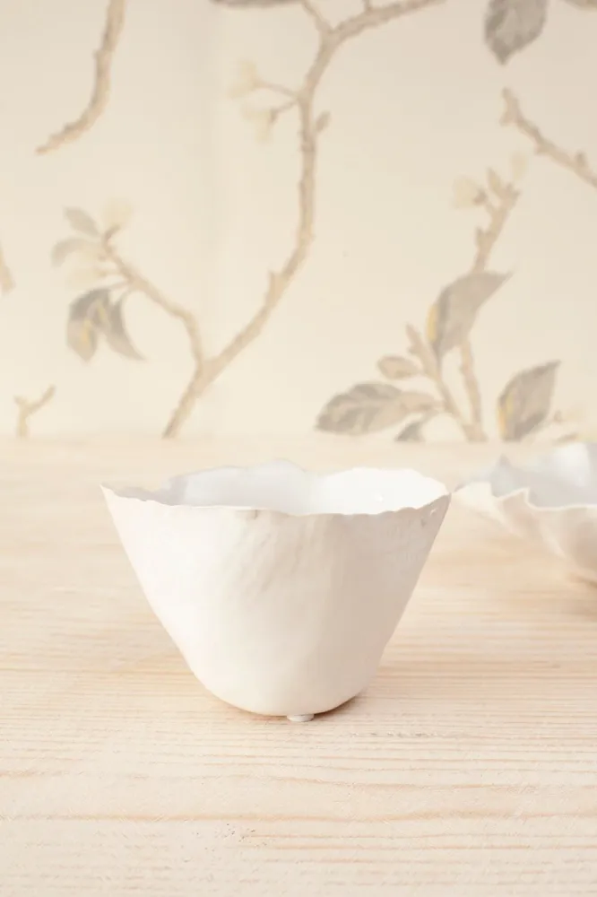 Certificadas CE Jarrón Irregular De Porcelana Blanco Resplandeciente 9 Cm
