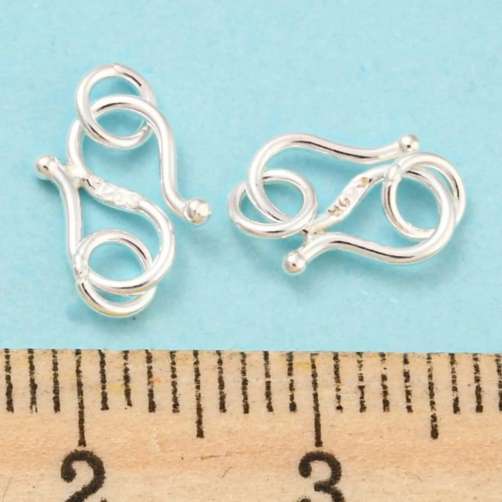 Cierre Gancho en S Plata 925 con Sello, 9x7mm con Certificación RoHS