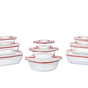 Cook & Heat - Set van 9 glazen schaaltjes met stoomventieldeksel