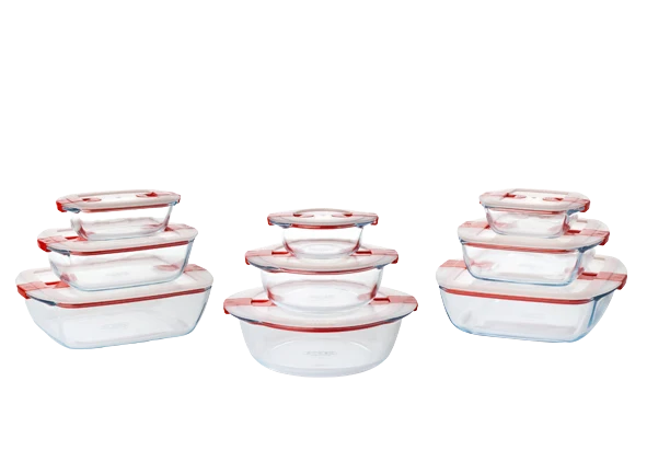 Cook & Heat - Set van 9 glazen schaaltjes met stoomventieldeksel