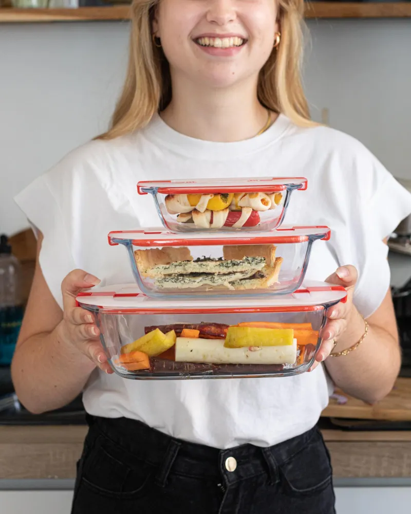 Cook & Heat - Set van 9 glazen schaaltjes met stoomventieldeksel