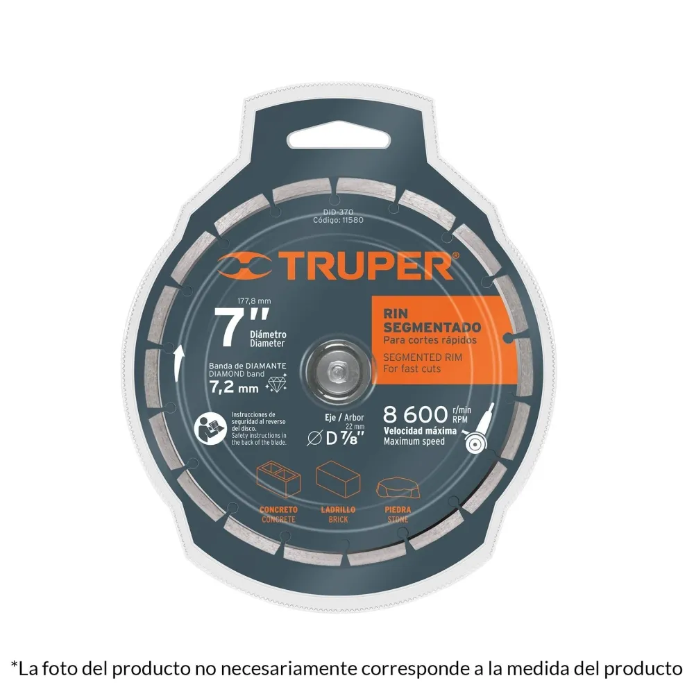 Disco de diamante, rin segmentado, 9" con Estuche de Almacenamiento