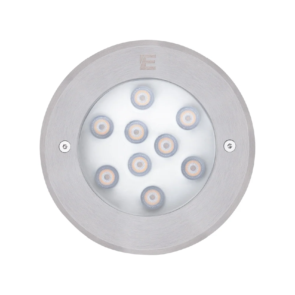 Estevez Lámpara LED de 9W Luz Cálida 3000K, Apta para Exteriores, Empotrar Piso, Modelo 19295 AA - 24 Unidades