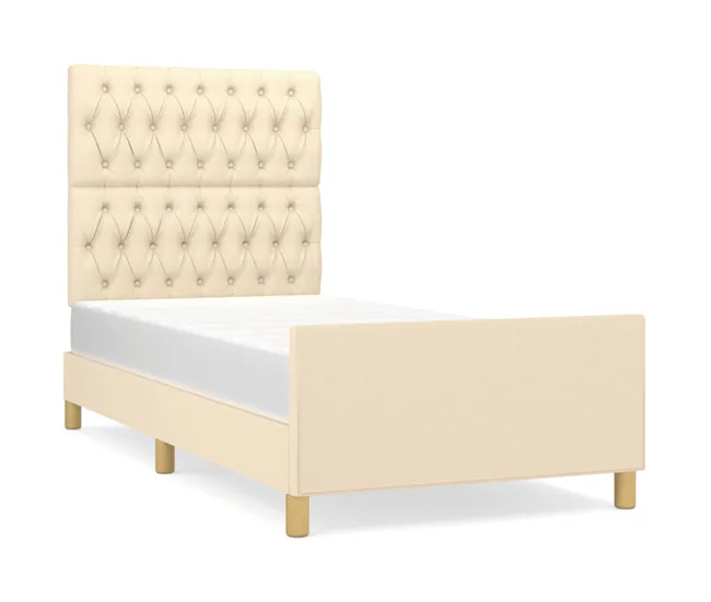 Estructura de cama con cabecero de tela gris nítido 90x190 cm Diseño de botones