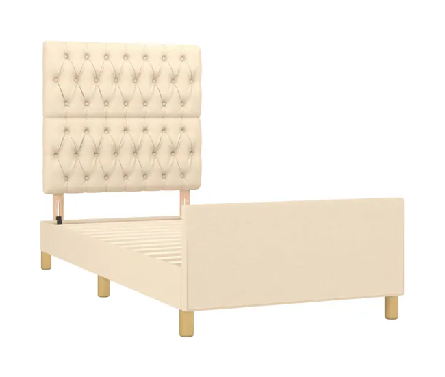 Estructura de cama con cabecero de tela gris nítido 90x190 cm Diseño de botones