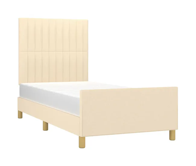Estructura de cama con cabecero de tela negro 90x190 cm Rayas verticales | Recargables 1000 Veces |