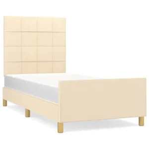 Estructura de cama con cabecero de tela negro 90x190 cm Bloques con cuadros Resistentes Derrames
