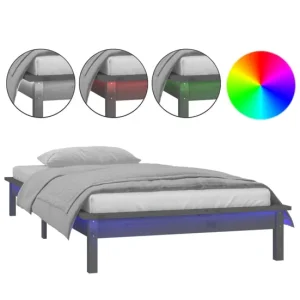 Estructura de cama con LED madera maciza negra 90x190 cm Listas para Usar