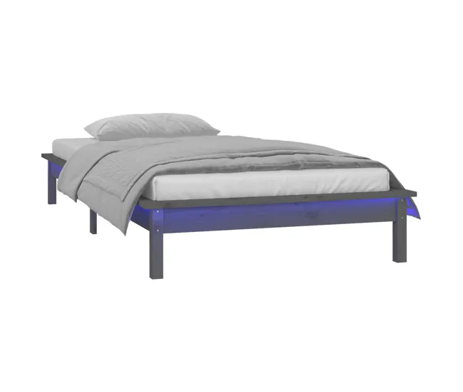 Estructura de cama con LED madera maciza negra 90x190 cm Listas para Usar