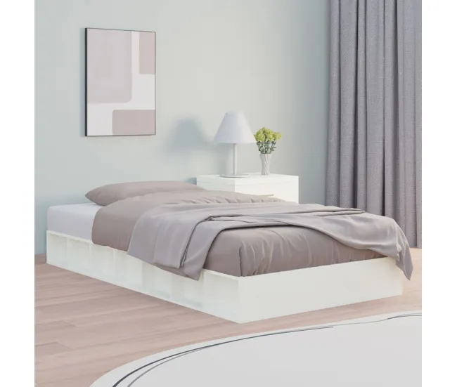 Estructura de cama individual de madera maciza 90x190 cm | Recargables 1000 Veces |
