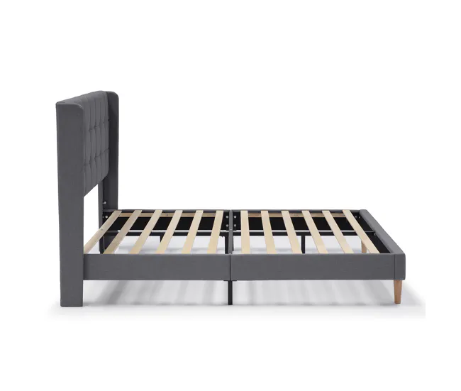 Estructura de Cama tapizada Esther 90x190 cm, Gris tenebroso de Baja Autodescarga