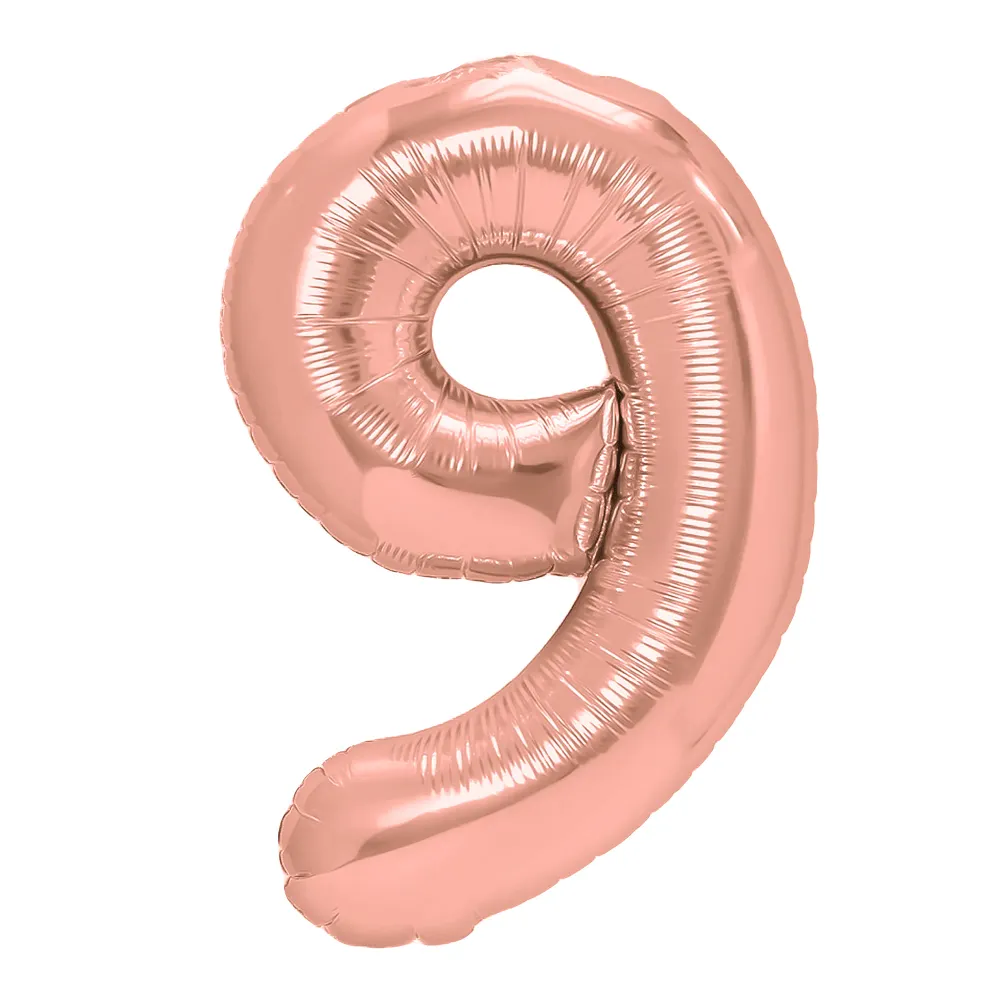 Globo foil numero 9 oro rosa 100cm