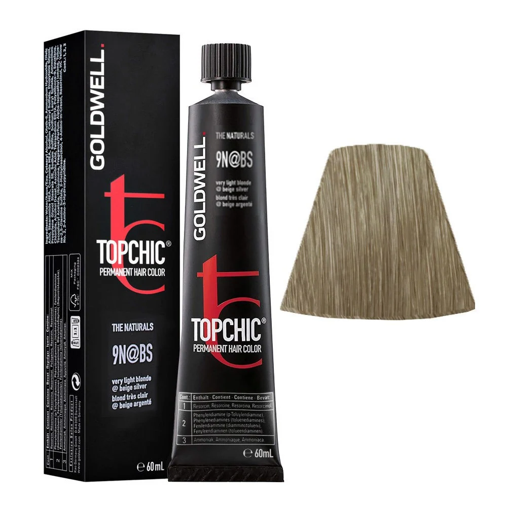 Goldwell - Topchic 9N@BS Rubio Muy Evidente | Plata Beige 60 ml Resistentes Derrames