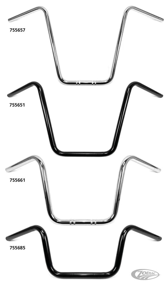 1" Handlebars Ape Hanger 9" BLK dimpled Harley-Davidson
