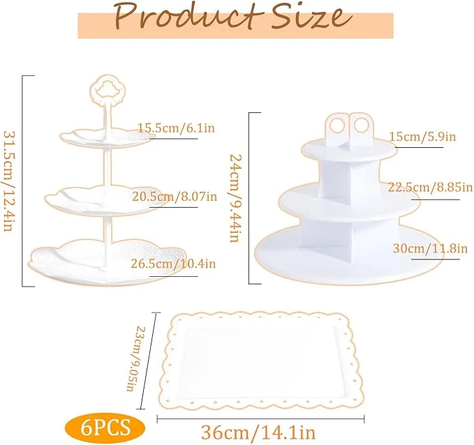 Juego De 9 Pizas De Soporte Para Cupcakes, Mesa De Postro 9 AA - 24 Unidades