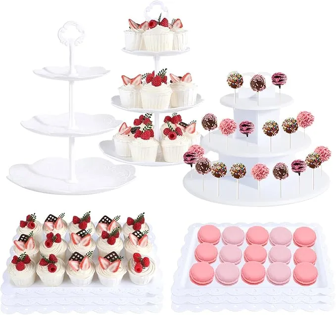 Juego De 9 Pizas De Soporte Para Cupcakes, Mesa De Postro 9 AA - 24 Unidades