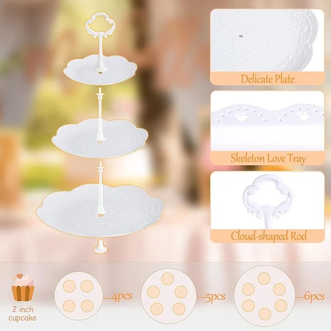 Juego De 9 Pizas De Soporte Para Cupcakes, Mesa De Postro 9 AA - 24 Unidades