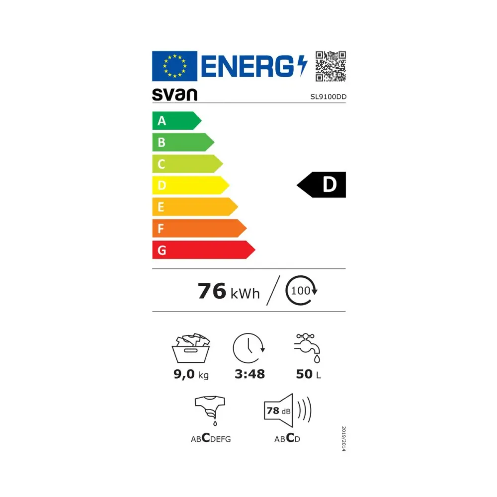 Lavadora carga frontal Svan SL9100DD 9kg 1000 rpm 15 programas D blanco 60 cm