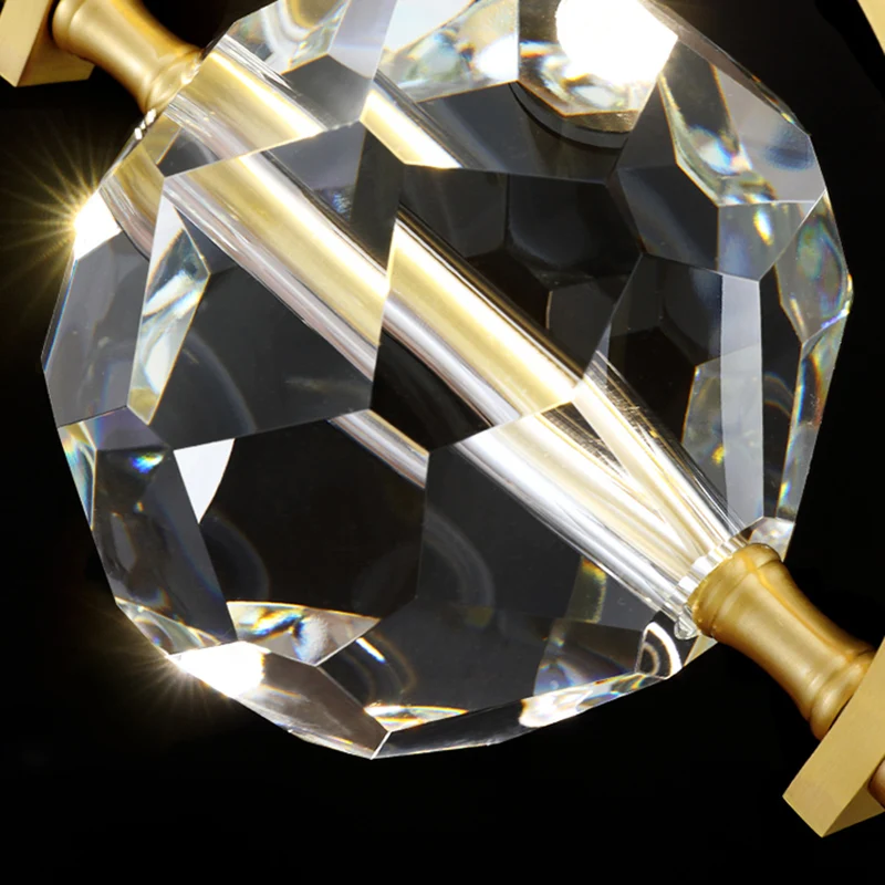 Lámpara colgante biselada con bola de cristal K9, luz LED de suspensión dorada minimalista para dormitorio con Certificaci...
