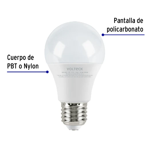 Lámpara LED tipo bulbo A19 9 W luz de dí, caja, Volteck para Juguetes