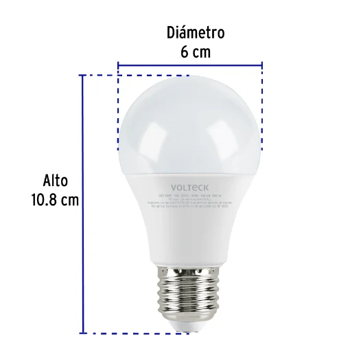 Lámpara LED tipo bulbo A19 9 W luz de dí, caja, Volteck para Juguetes