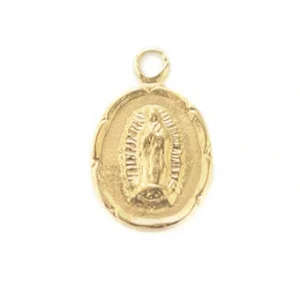 Medalla Chapa Religioso Virgen de Guadalupe 13.5x9mm Dorado Radiante