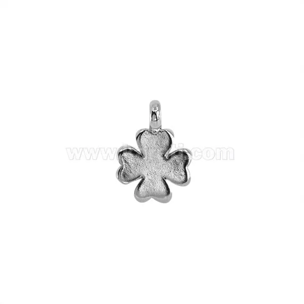 Mini Dije Chapa Suerte Trébol 12x9mm Niquelado