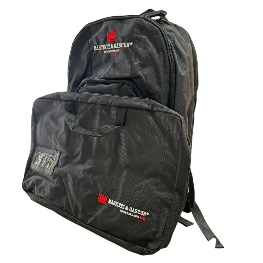 Mochila Portacuchillos 9 piezas en color negro con Estuche de Almacenamiento
