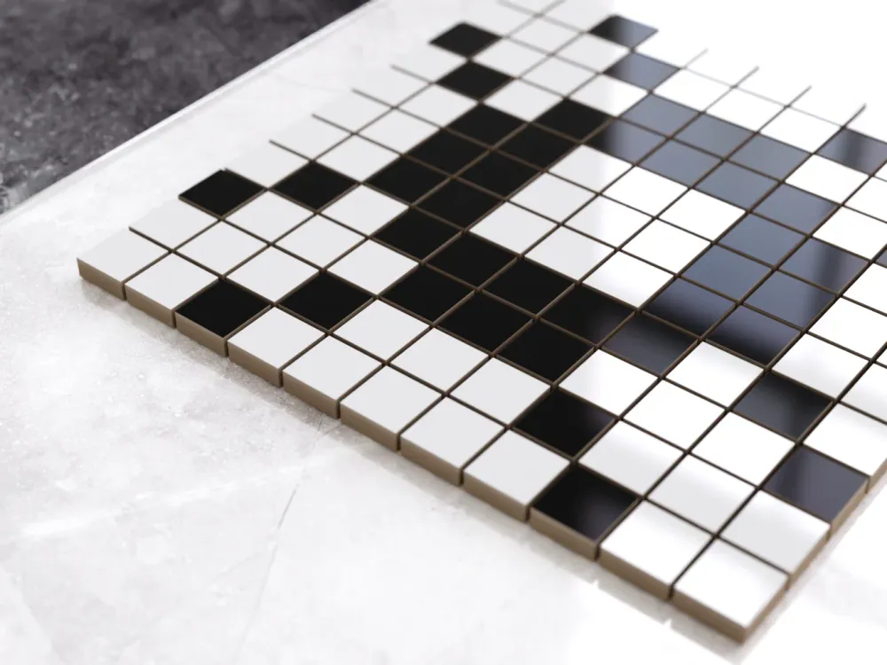Mosaico ceramica su rete per bagno o cucina 30 cm x 30 cm - Geometric 9 Nieve black