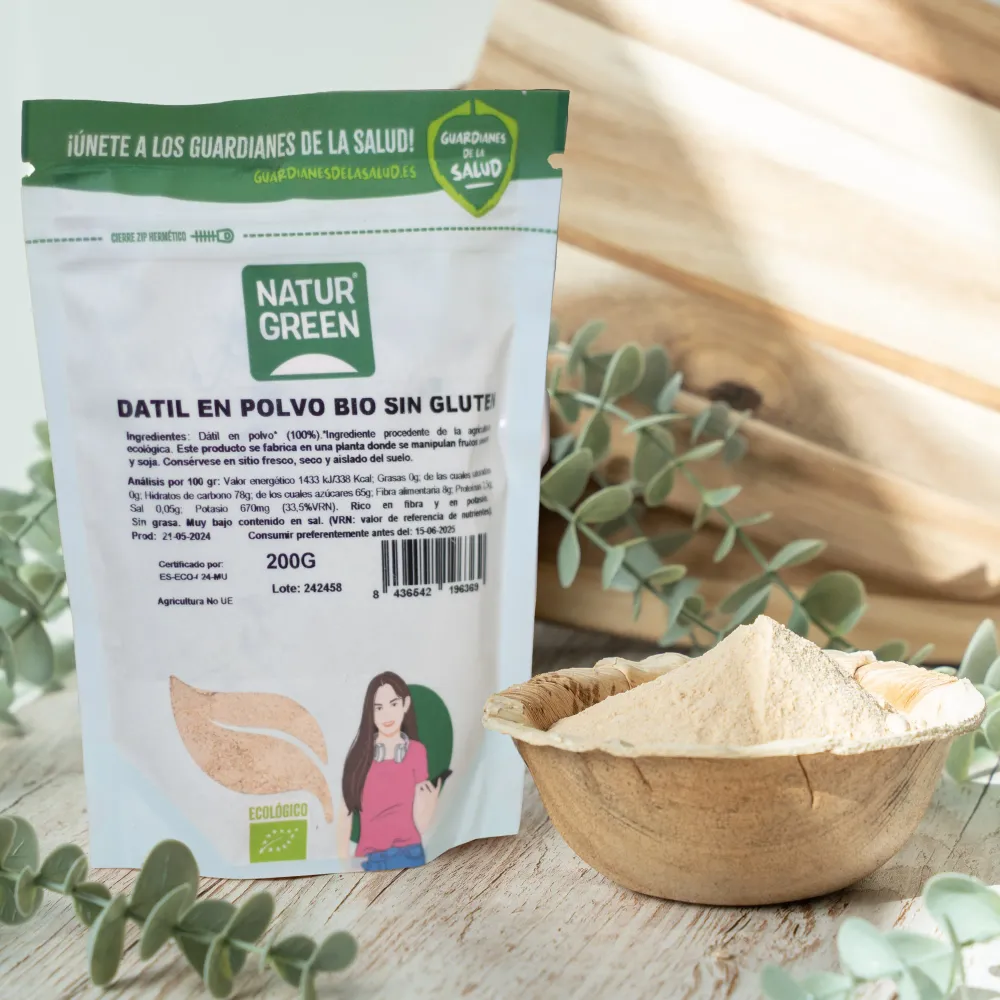 Pack 9x Harina de Dátil Bio 200 g NaturGreen Resistentes Derrames