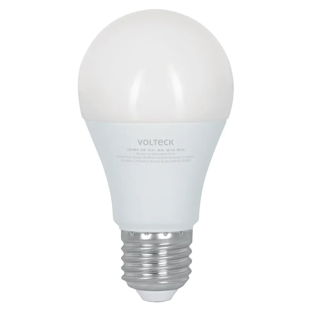 Pack de Pilas Foco LED tipo bulbo, A19, 9 W luz de dí, atenuable