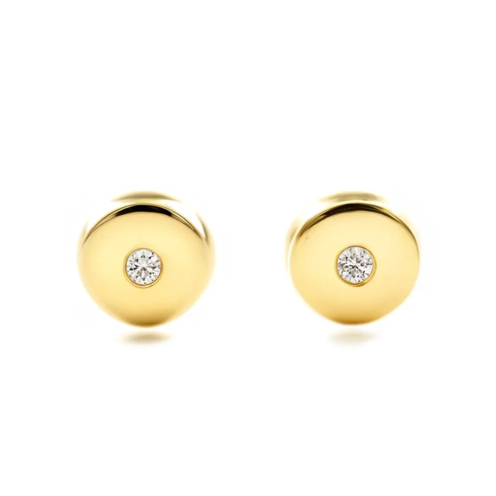 Pendientes Bebe Oro Amarillo 9K Redondo Circonita Brillo AA - 24 Unidades