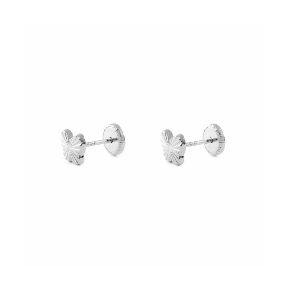 Pendientes Bebe-Niñ Oro Blanco 9K Mariposa Tallados Listas para Usar