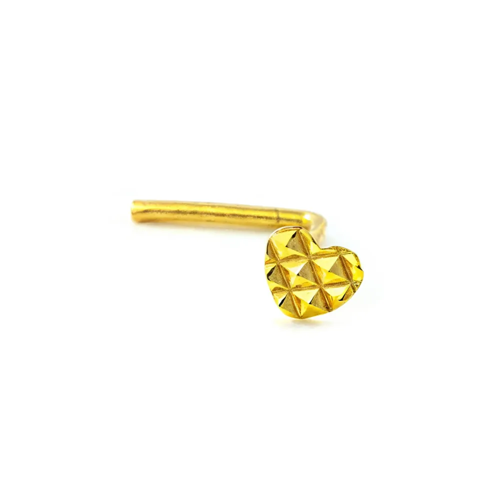 Piercing Oro Amarillo 9K Nariz Corazón Tallado con Certificación RoHS