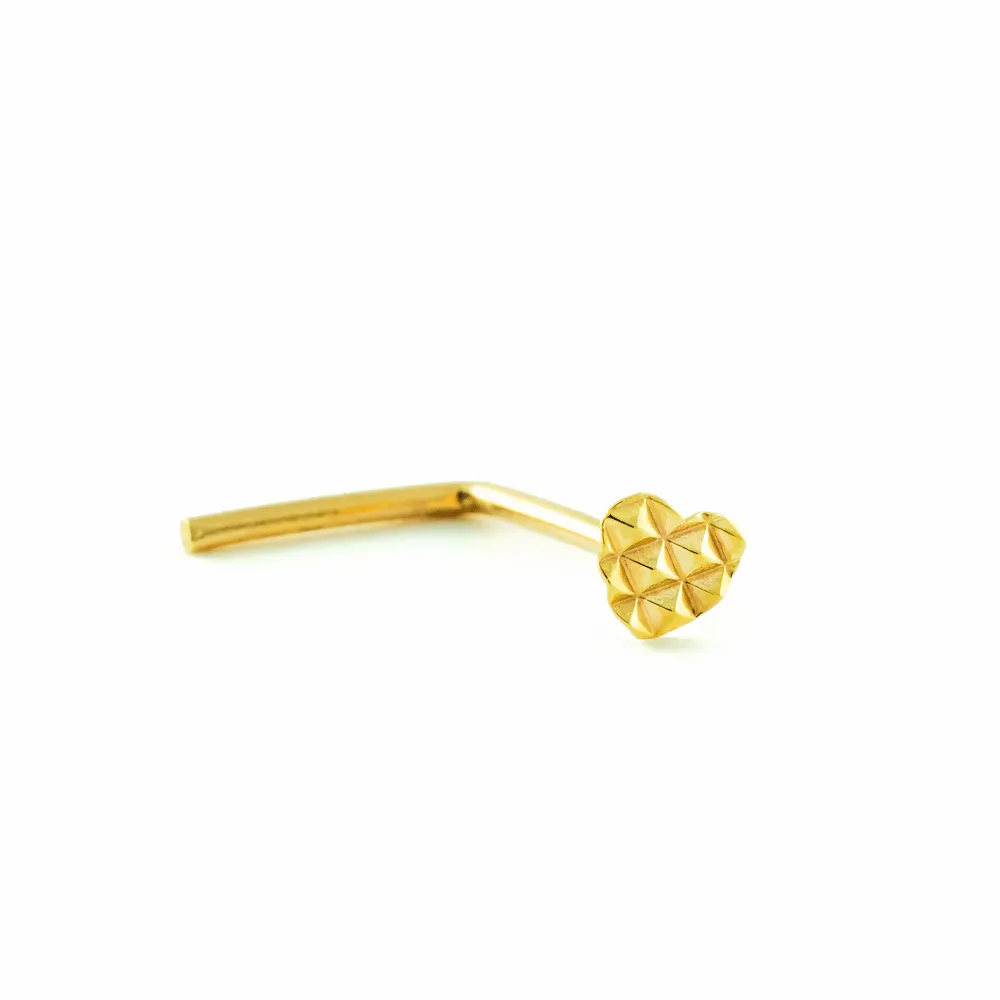 Piercing Oro Amarillo 9K Nariz Corazón Tallado con Certificación RoHS