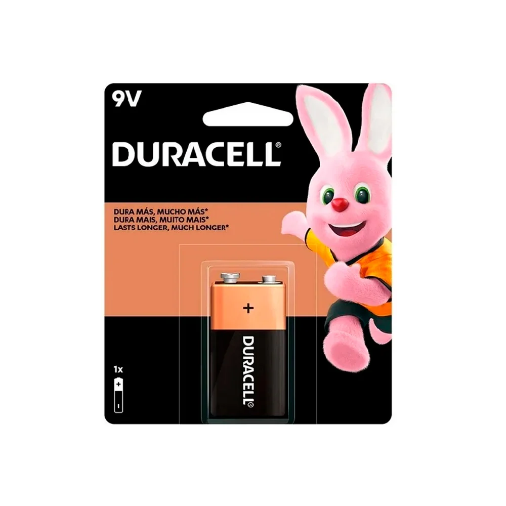Pila Tipo 9V Duracell con Tecnologí de Larga Duración