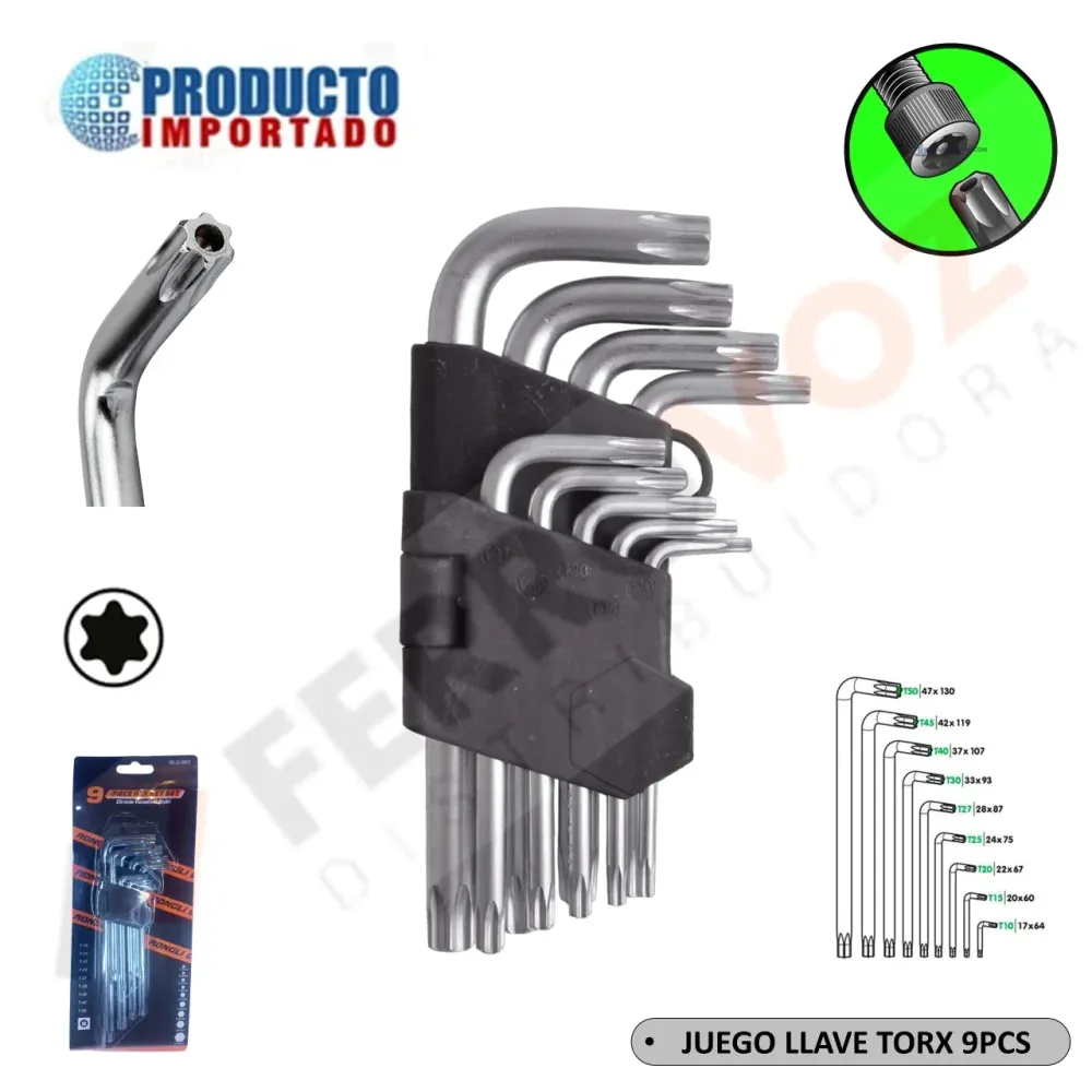 Pilas de Baterí JUEGO LLAVE TORX 9PCS COMERCIAL