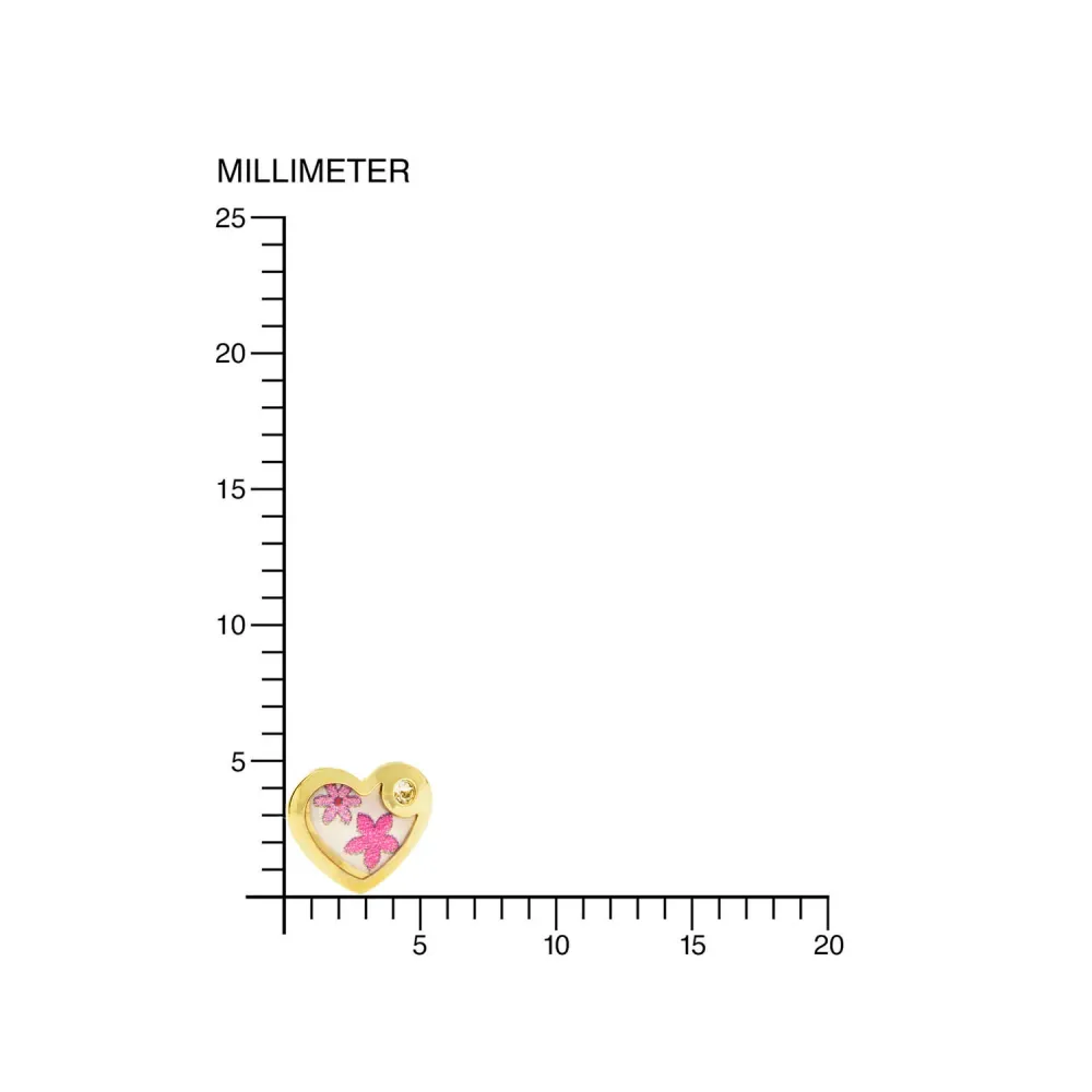 Pilas de Litio Pendientes Bebe-Niñ Oro Amarillo 9K Corazón Esmalte Colorido Circonita Brillo