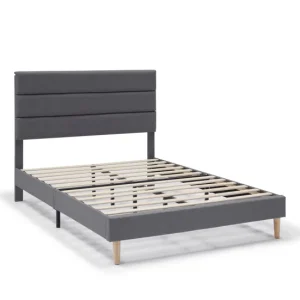 Pilas de Reloj Estructura de Cama tapizada Aroma 90x190 cm, Gris sombrío