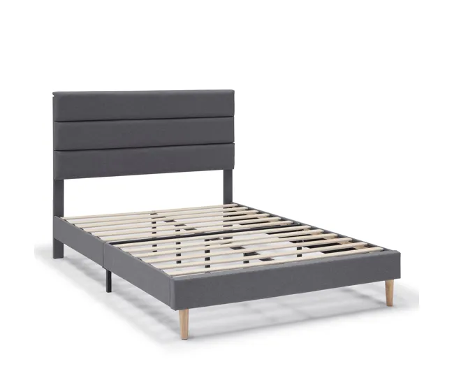 Pilas de Reloj Estructura de Cama tapizada Aroma 90x190 cm, Gris sombrío
