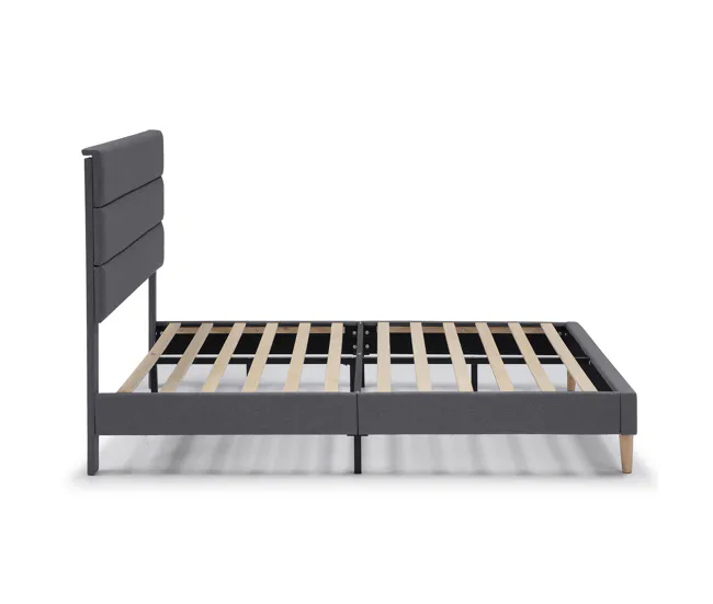 Pilas de Reloj Estructura de Cama tapizada Aroma 90x190 cm, Gris sombrío