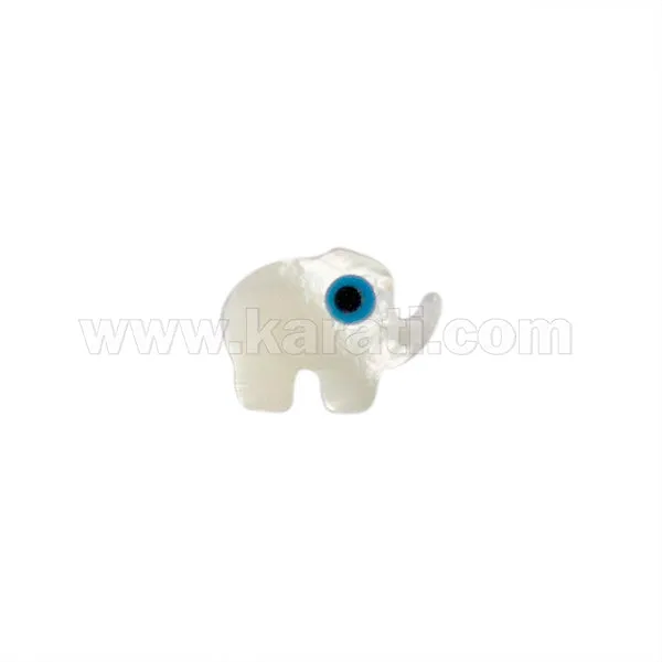 Pilas de Reloj Separador Elefante con Ojo Madre Perla 9x12mm Blanco