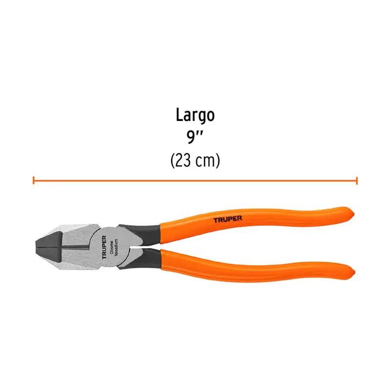 Pinza para electricista 9" uso rudo, mango pvc, truper AA - 24 Unidades