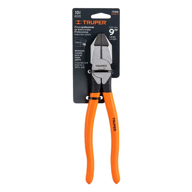 Pinza para electricista 9" uso rudo, mango pvc, truper AA - 24 Unidades